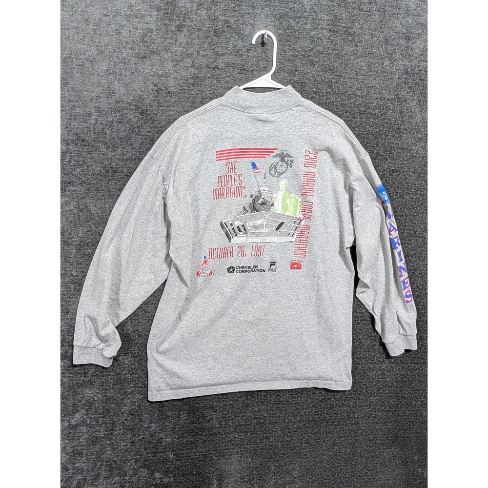 Vintage 1997 Lee Marine Corps Marathon Long Sleeve Shirt Gray XL USMC 22nd MCM